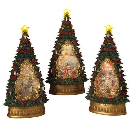 Gerson Gerson Assorted Christmas Water Globe Tree 13.5 in. 2659930